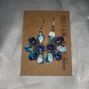 Purple Blue TQ Cluster Hook 925 Sterling Silver